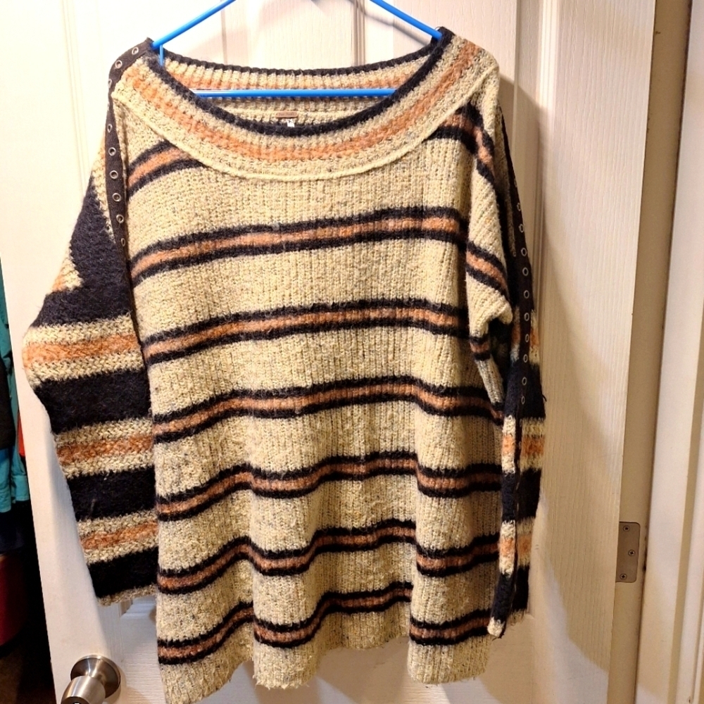 Free People Striped Multicolor Oversized Sweater Small